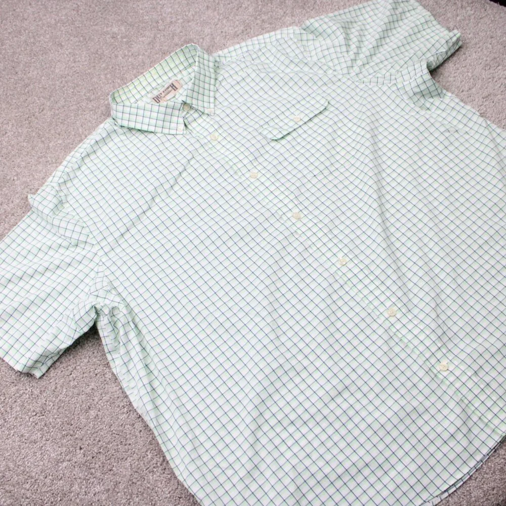 Duluth Shirt Mens 3XL XXXL Green COOLMAX Wrinklefighter Short Sleeve Button Down - Picture 7 of 13